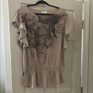 Dressbarn Beige Floral Blouse
